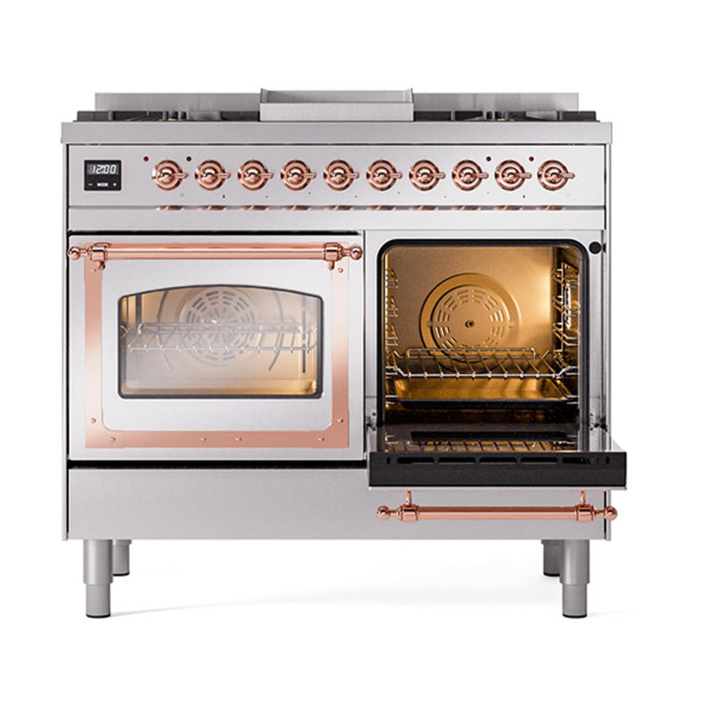 ILVE UND40FNMPSSPLP Nostalgie II Noblesse 40 inch Dual Fuel Range (Liquid Propane, Triple Glass Door, Stainless Steel, Copper)