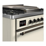 ILVE UM36FQNR3AWB Majestic III 36 inch Dual Fuel Range with 6 Black Brass Burners and Griddle, Dual Function Burner up to 25,000 BTU (Solid Door, Antique White, Burnished, Natural Gas)