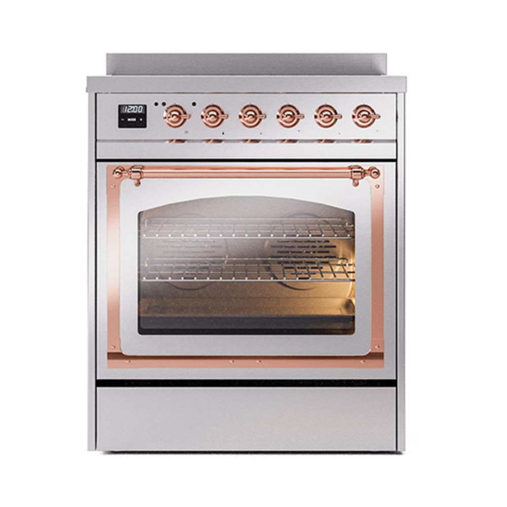 ILVE UNI304NMPSSP Nostalgie II Noblesse 30 inch Induction Range (Triple Glass Door, Stainless Steel, Copper)