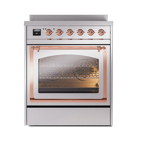 ILVE UNI304NMPSSP Nostalgie II Noblesse 30 inch Induction Range (Triple Glass Door, Stainless Steel, Copper)