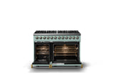 48"W. Dual Fuel Range (Burner: 8b, Finish: Splash, Trim: Brushed Brass, Fuel: Natural Gas)
