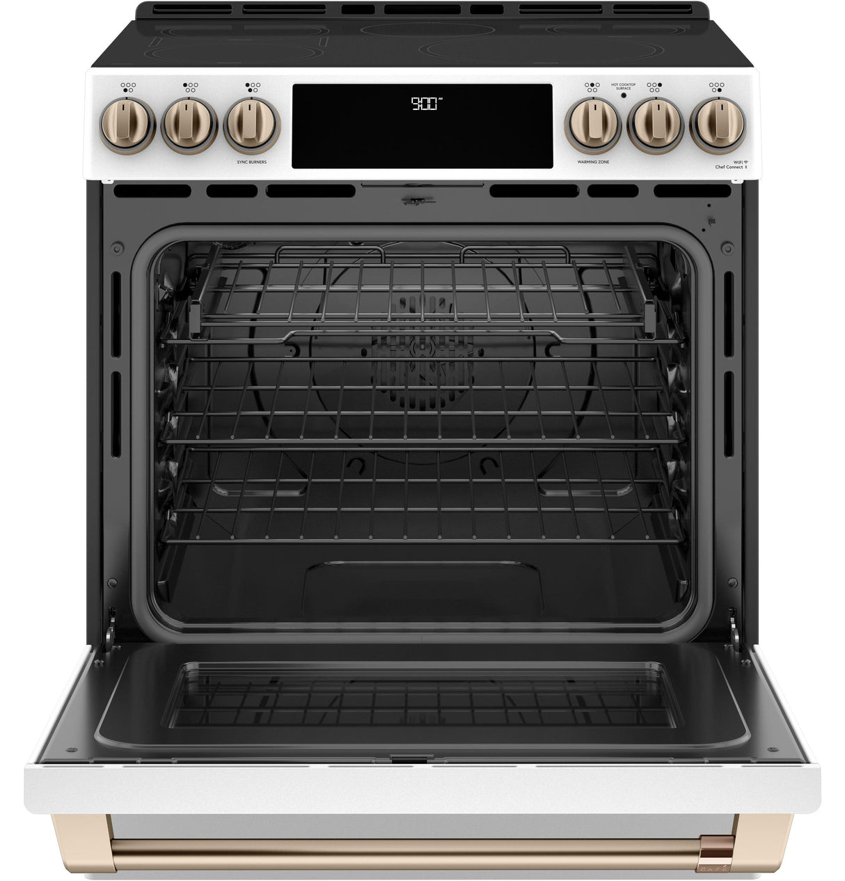 Café™ 30" Smart Slide-In, Front-Control, Induction and Convection Range with Warming Drawer