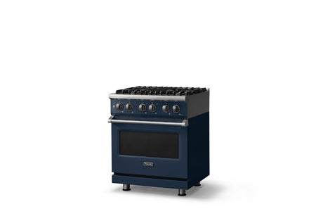 30"W. Dual Fuel Range (Finish: Slate Blue, Trim: Polished Chrome, Fuel: Natural Gas)