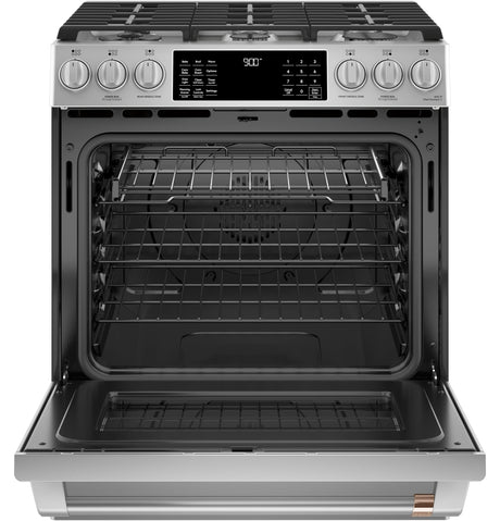 Café™ 30" Smart Slide-In, Front-Control, Dual-Fuel Range with Warming Drawer