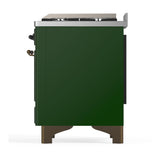 ILVE UM60FSQNR3EGBLP Majestic III 60 inch Dual Fuel Range with 7 Burners, Griddle and French Top, Dual Function Burner with up to 25,000 BTU (Liquid Propane, Solid Door, Emerald Green, Burnished)