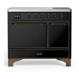 ILVE UMDIB40QNR3BKB Majestic III 40 inch Induction Range with 6 Elements, 3.82 cu. ft. Total Oven Capacity (Solid Door, Glossy Black, Burnished)