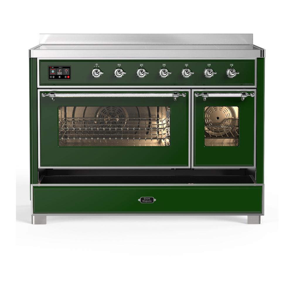 ILVE UMIB48NR3EGC Majestic III 48 inch Induction Range with 6 Elements, 5.02 cu. ft. Total Oven Capacity (Triple Glass Door, Emerald Green, Chrome)