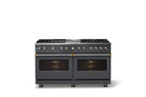 60"W.Dual Fuel Range (Finish: Cast Black, Trim: Polished Chrome, Fuel: Propane)