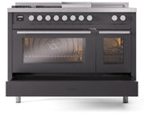 Professional Plus II 48 Inch Dual Fuel Liquid Propane Freestanding Range in Matte Graphite with Trim