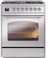 Nostalgie II 30 Inch Dual Fuel Liquid Propane Freestanding Range in Stainless Steel with Chrome Trim
