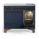 ILVE UMDIB40QNR3MBB Majestic III 40 inch Induction Range with 6 Elements, 3.82 cu. ft. Total Oven Capacity (Solid Door, Midnight Blue, Burnished)