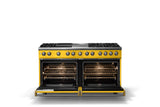 60"W.Dual Fuel Range (Finish: Daffodil, Trim: Brushed Brass, Fuel: Natural Gas)