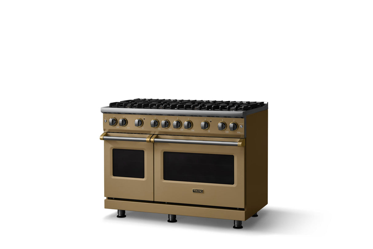 48"W. Sealed Burner Gas Range (Burner: 8b, Finish: Golden Hour, Trim: Brushed Brass, Fuel: Natural Gas)