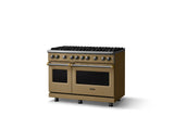 48"W. Sealed Burner Gas Range (Burner: 8b, Finish: Golden Hour, Trim: Brushed Brass, Fuel: Natural Gas)