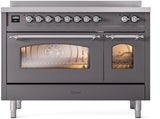 Nostalgie II 48 Inch Electric Freestanding Range in Matte Graphite with Chrome Trim