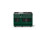 48"W. Dual Fuel Range (Burner: 6g, Finish: Ivy, Trim: Polished Chrome, Fuel: Natural Gas)