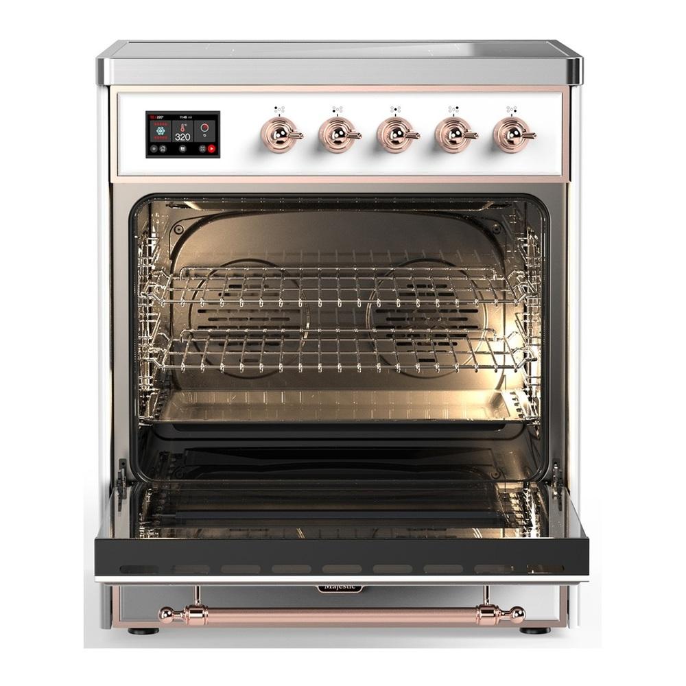 ILVE UMIB30QNR3WHP Majestic III 30 inch Induction Range with 4 Elements, 4 cu. ft. Oven Capacity (Solid Door, White, Copper)