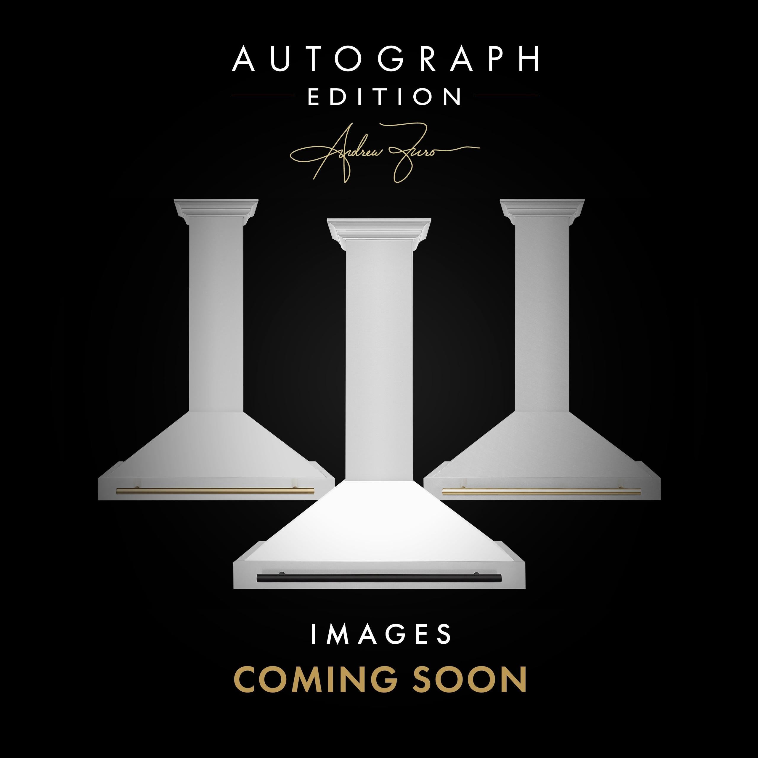 ZLINE 36 in. Autograph Edition Convertible Fingerprint Resistant DuraSnow Stainless Steel Range Hood with White Matte Shell and Champagne Bronze Handle (KB4SNZ-WM36-CB) [Color: Gold Accents]