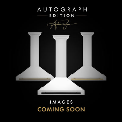 ZLINE 36 in. Autograph Edition Convertible Fingerprint Resistant DuraSnow Stainless Steel Range Hood with White Matte Shell and Champagne Bronze Handle (KB4SNZ-WM36-CB) [Color: Gold Accents]