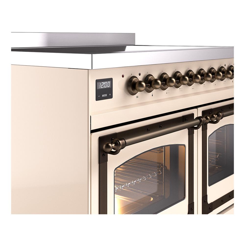 ILVE UNDI406NMPAWB Nostalgie II Noblesse 40 inch Induction Range (Triple Glass Door, Antique White, Burnished)