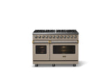 48"W. Dual Fuel Range (Burner: 8b, Finish: Nantucket, Trim: Brushed Brass, Fuel: Propane)