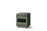 30"W. Electric Range (Finish: Eucalyptus, Trim: Polished Chrome)
