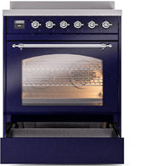 Nostalgie II 30 Inch Electric Freestanding Range in Blue with Chrome Trim