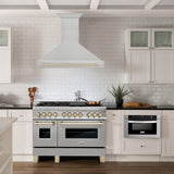 48 in. ZLINE Autograph Edition DuraSnow Stainless Steel Range Hood with DuraSnow Stainless Steel Shell (8654SNZ-48) [Color: Gold]