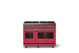 48"W. Dual Fuel Range (Burner: 8b, Finish: Valentine, Trim: Polished Chrome, Fuel: Propane)