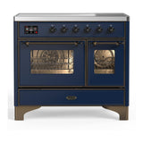 ILVE UMDIB40NR3MBB Majestic III 40 inch Induction Range with 6 Elements, 3.82 cu. ft. Total Oven Capacity (Triple Glass Door, Midnight Blue, Burnished)