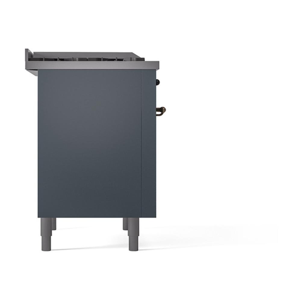 ILVE UN36FQNMPBGB Nostalgie II Noblesse 36 inch Dual Fuel Range (Natural Gas, Solid Door, Blue Grey, Burnished)