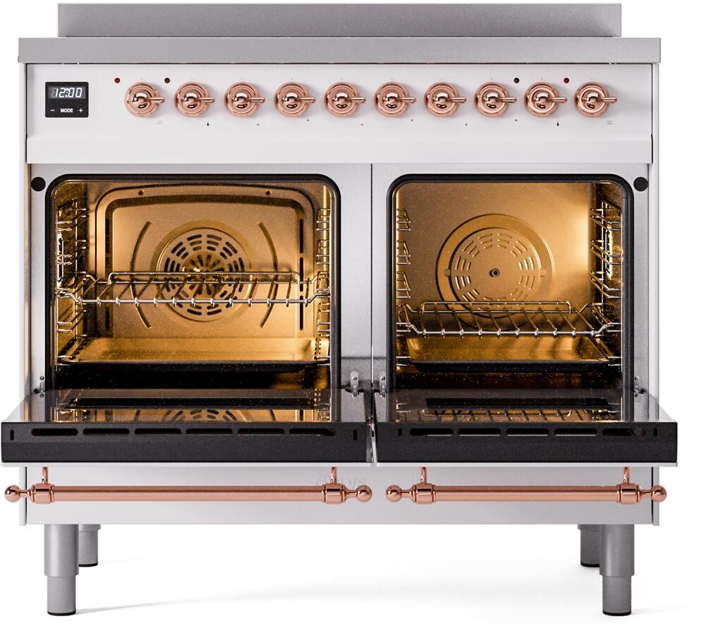 Nostalgie II 40 Inch Electric Freestanding Range in White with Copper Trim