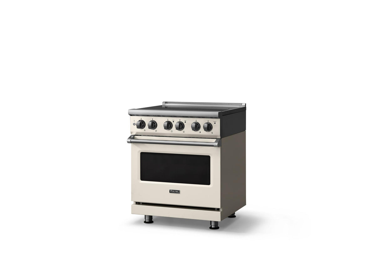 30"W. Electric Range (Finish: Pure White, Trim: Polished Chrome)