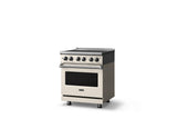 30"W. Electric Range (Finish: Pure White, Trim: Polished Chrome)