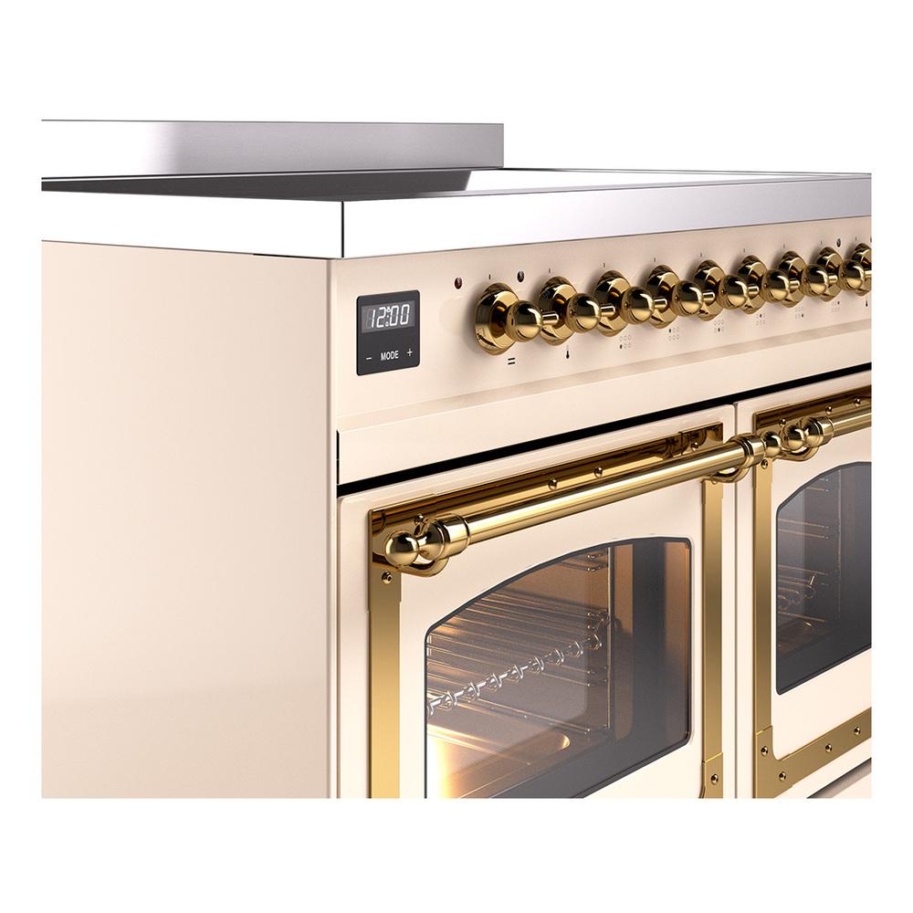ILVE UNDI406NMPAWG Nostalgie II Noblesse 40 inch Induction Range (Triple Glass Door, Antique White, Brass)