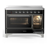 ILVE UMIB48NR3BKC Majestic III 48 inch Induction Range with 6 Elements, 5.02 cu. ft. Total Oven Capacity (Triple Glass Door, Glossy Black, Chrome)