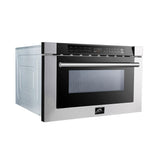 Forno Capoliveri 24-Inch Microwave Drawer, Stainless Steel, 1.2 cu.ft, 1000 Watts, Built-In, Touch Control LCD Display, Auto-Touch Open/Close, 11 Power Levels, Sensor Cooking