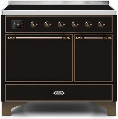 Majestic II 40 Inch Electric Freestanding Range in Glossy Black with Bronze Trim