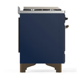 ILVE UM48FNR3MBBLP Majestic III 48 inch Dual Fuel Range with 8 Burners and Griddle, Dual Function Burner up to 25,000 BTU (Liquid Propane, Triple Glass Door, Midnight Blue, Burnished)