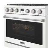36 Inch Gas Range In White - Contemporary Professional