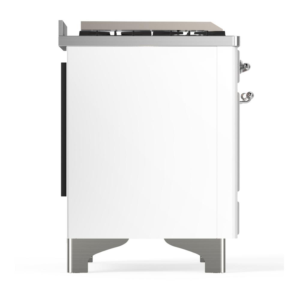 ILVE UM60FQNR3WHC Majestic III 60 inch Dual Fuel Range with 9 Burners and Griddle, Dual Function Burner up to 25,000 BTU (Natural Gas, Solid Door, White, Chrome)