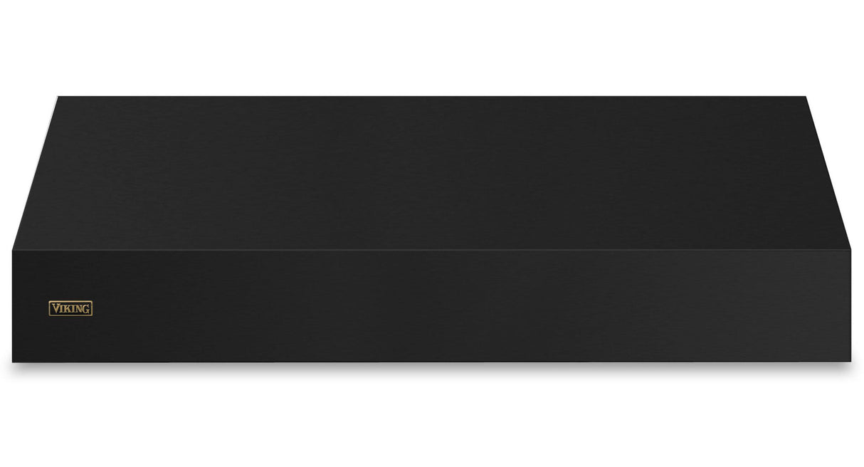 60"W. 18"H. Wall Hood (Finish: Cast Black, Trim: Brushed Brass)
