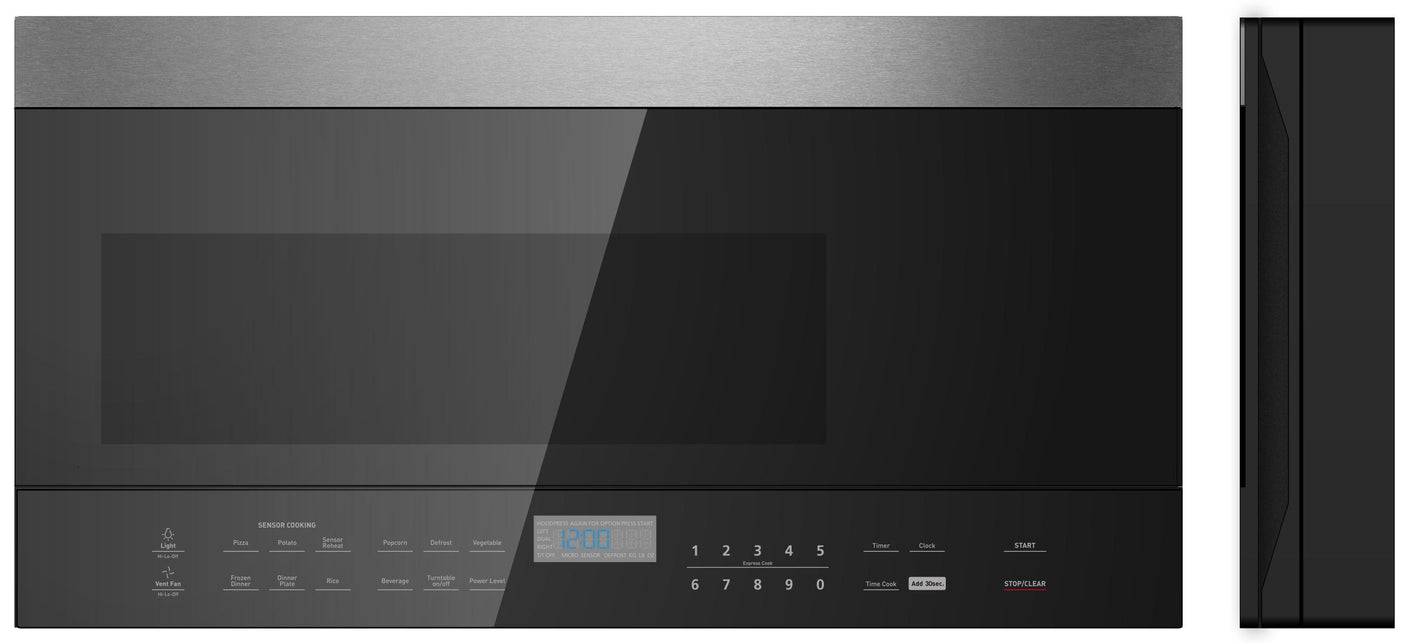 30" Over-The-Range Microwave Oven in Black Glass with Stainless Steel Trim