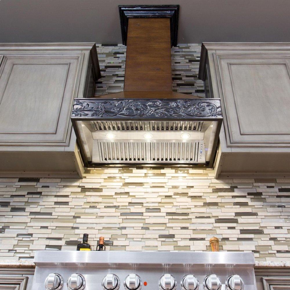 ZLINE 48 in. Wooden Wall Mount Range Hood in Antigua and Walnut - Includes Remote Motor