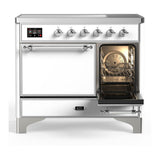 ILVE UMDIB40QNR3WHC Majestic III 40 inch Induction Range with 6 Elements, 3.82 cu. ft. Total Oven Capacity (Solid Door, White, Chrome)