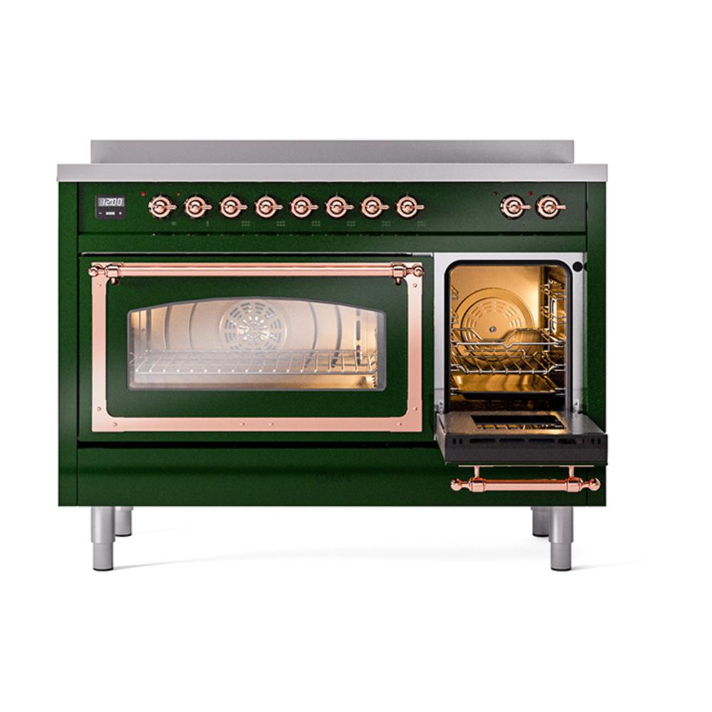 ILVE UNI486NMPEGP Nostalgie II Noblesse 48 inch Induction Range (Triple Glass Door, Emerald Green, Copper)