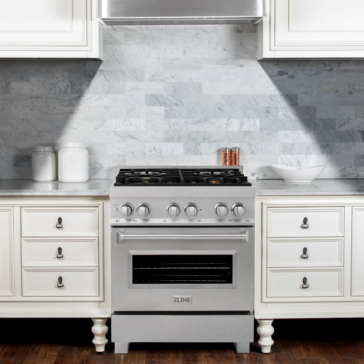 ZLINE 30 in. 4.0 cu. ft. Dual Fuel Range with Gas Stove and Electric Oven in All DuraSnow Stainless Steel with Color Door Options (RAS-SN-30) [Color: White Matte]