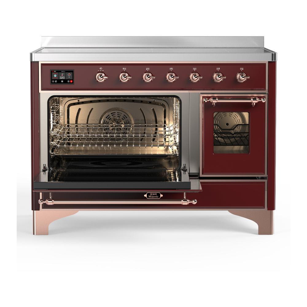 ILVE UMIB48NR3BUP Majestic III 48 inch Induction Range with 6 Elements, 5.02 cu. ft. Total Oven Capacity (Triple Glass Door, Burgundy, Copper)