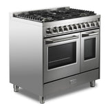 Verona VUFSGG365DSS 36 inch Ultima Collection Double Oven Gas Range with 5 Brass Burners, 4.1 cu. ft. Oven Total Capacity