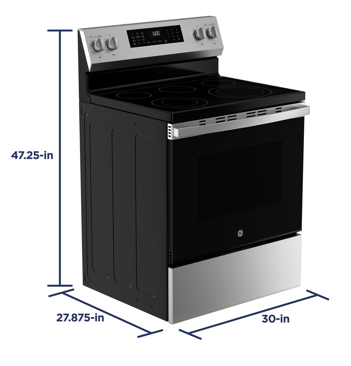 GE® ENERGY STAR® 30" Free-Standing Electric Convection Range with No Preheat Air Fry and EasyWash™ Oven Tray